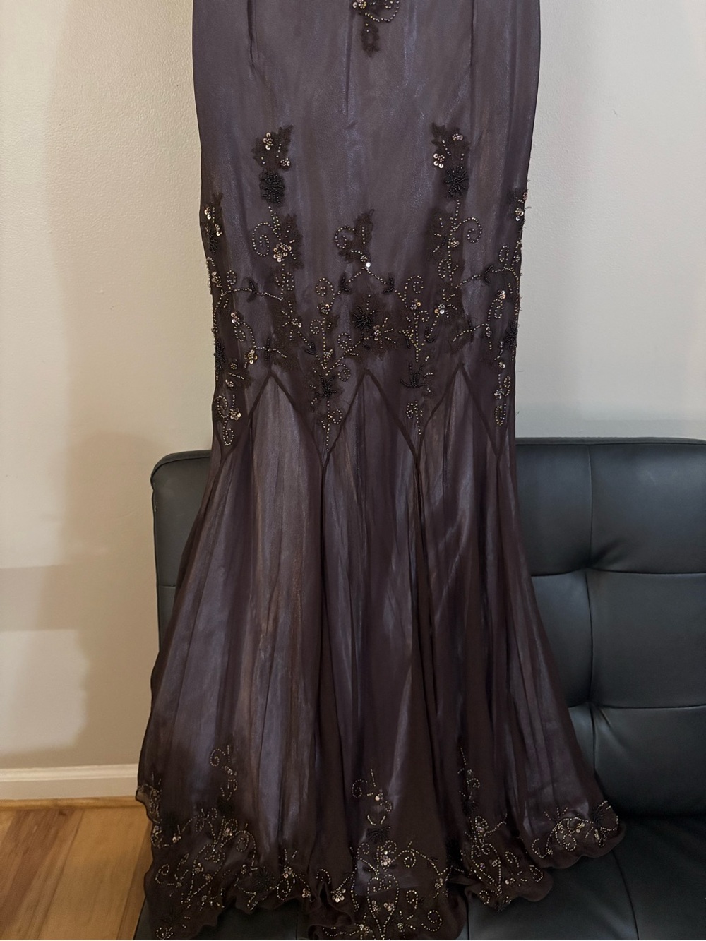 Adrianna Papell Evening brown and purple silk dress size 12 - Picture 15 of 16
